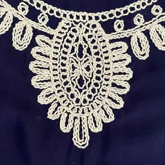 ZOY  Women’s Navy Embroiderer Crewneck Short Sleeves Blouse SZ XXL #1072 - Picture 11 of 13